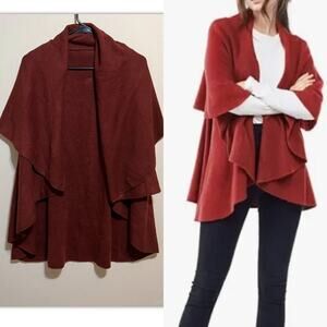 Look by M the shawl best barn red one size Oversized Sweater Poncho A003515